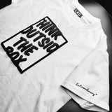 "Think Outside the Box" PREMIUM T shirt (White/Blk)